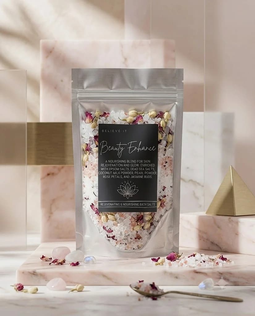 Beauty enhance Bath salt product photograph