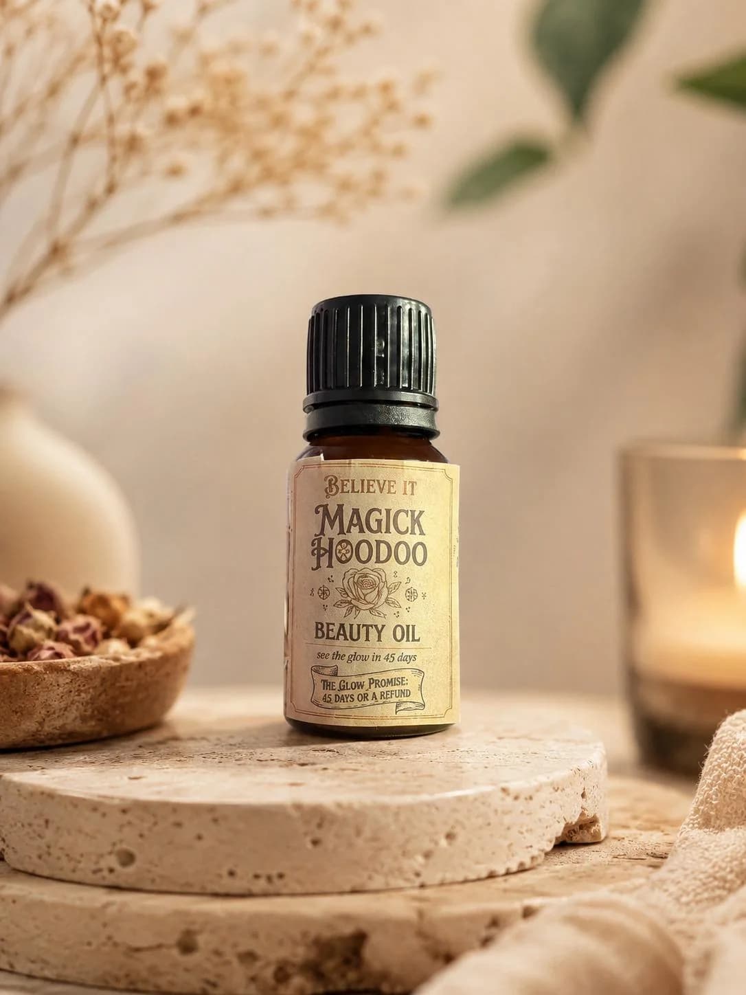Hoodoo beauty oil product photograph