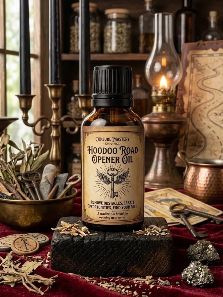 Hoodoo road opener oil product photograph