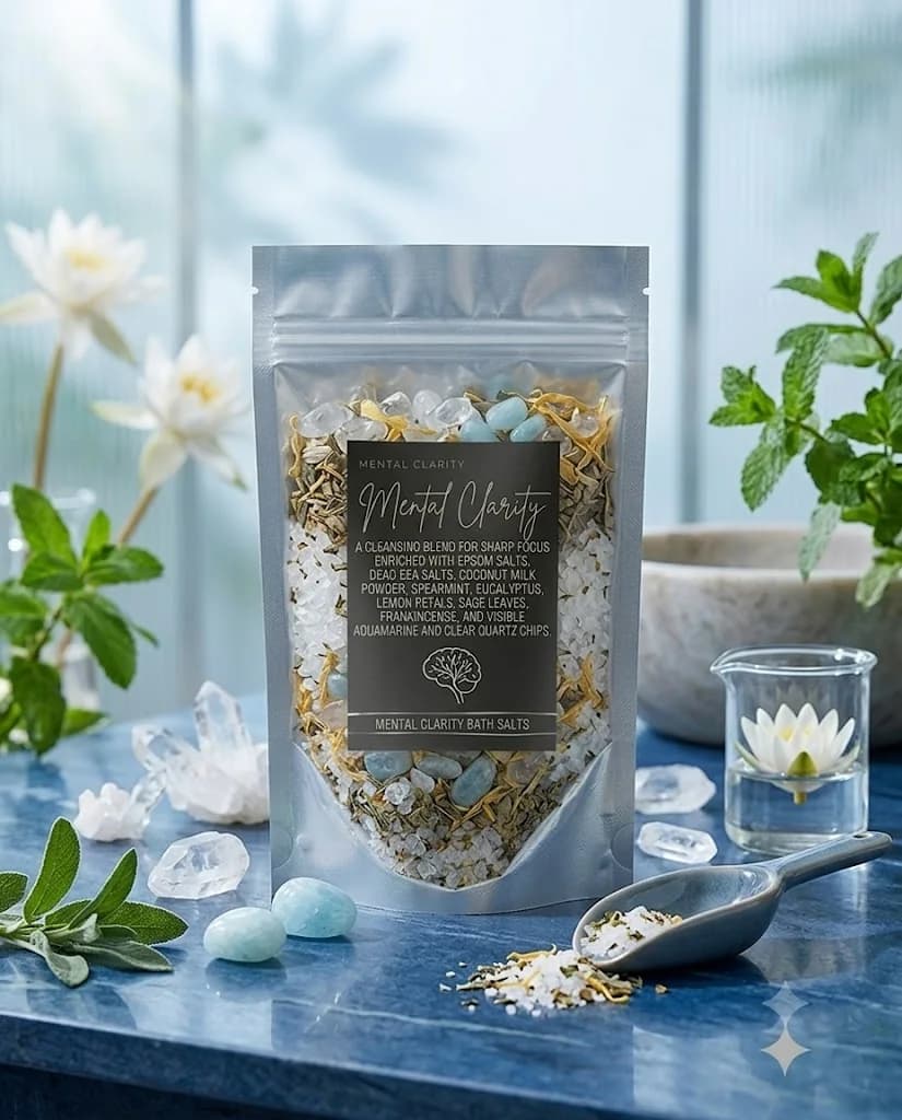 Mental clarity Bath salt product photograph