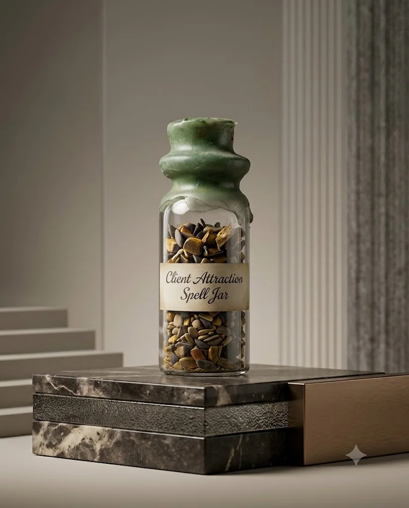 Client attraction spell jar product photograph