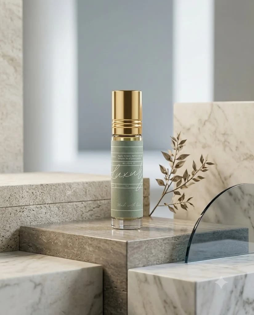 Luxury perfume oil product photograph