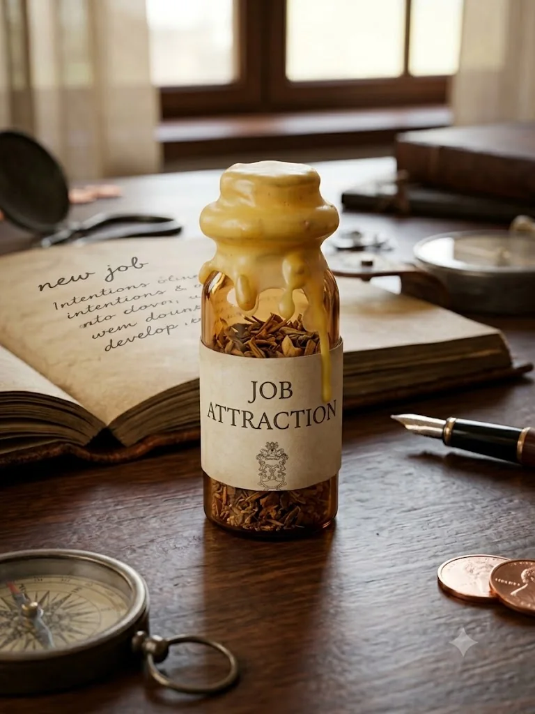 New job attraction spell jar product photograph